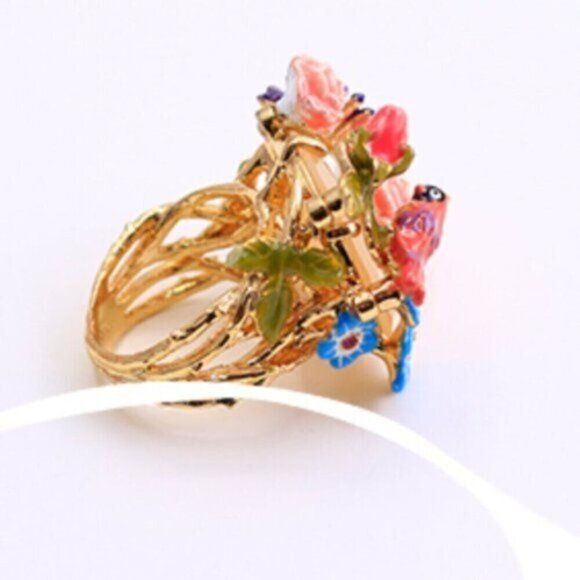 LES NEREIDES Anthropologie Hand Enamelled cardinal RING - Picture 3 of 6